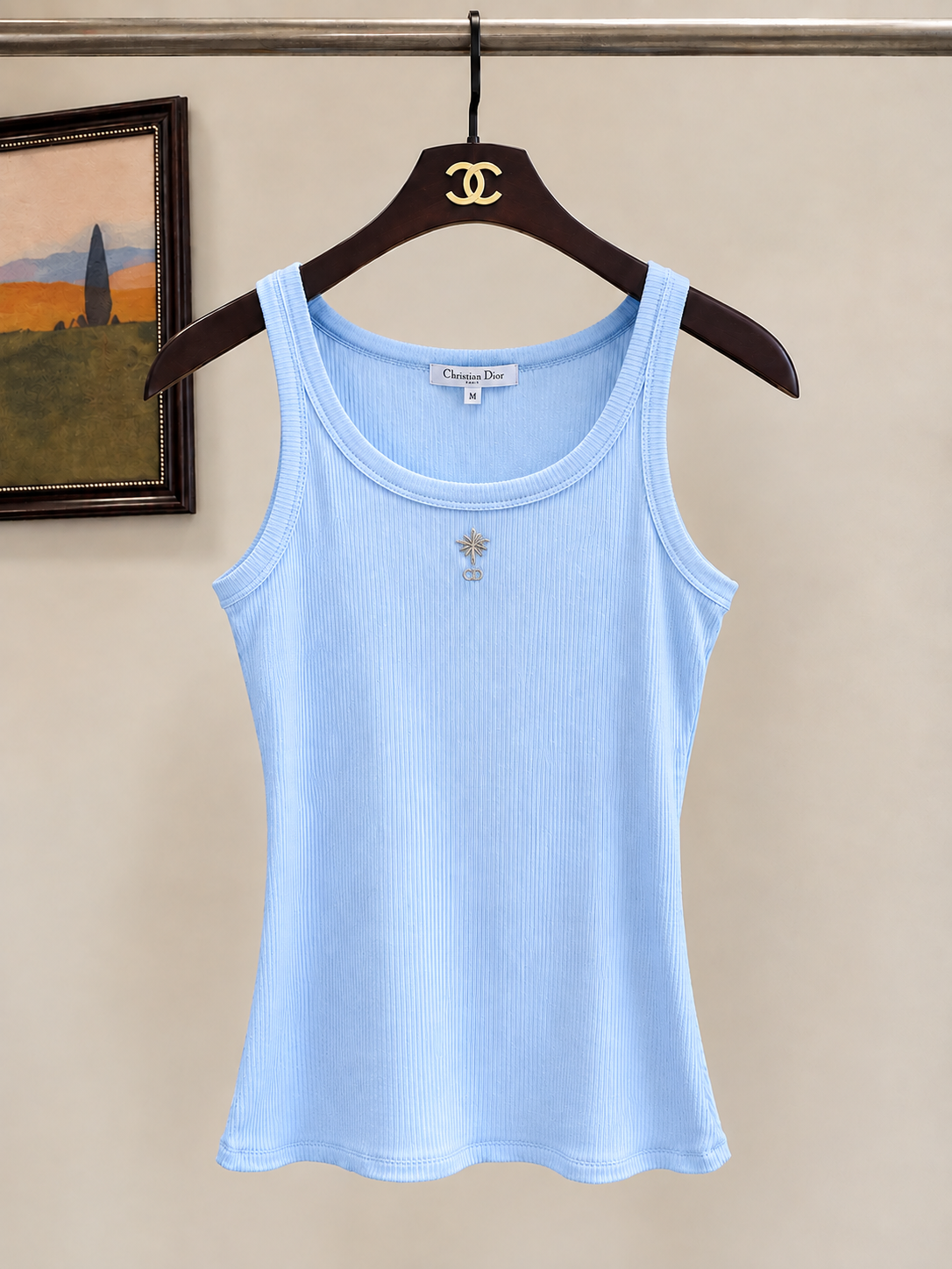 Ribbed Embroidered Logo Tank Top