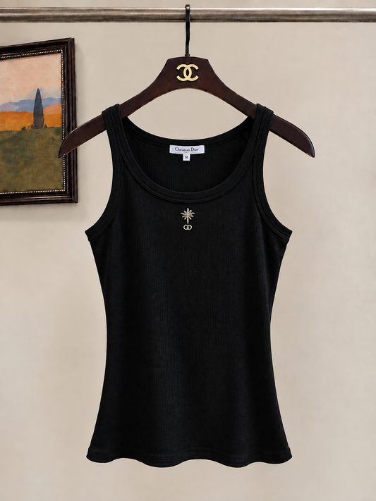 Ribbed Embroidered Logo Tank Top