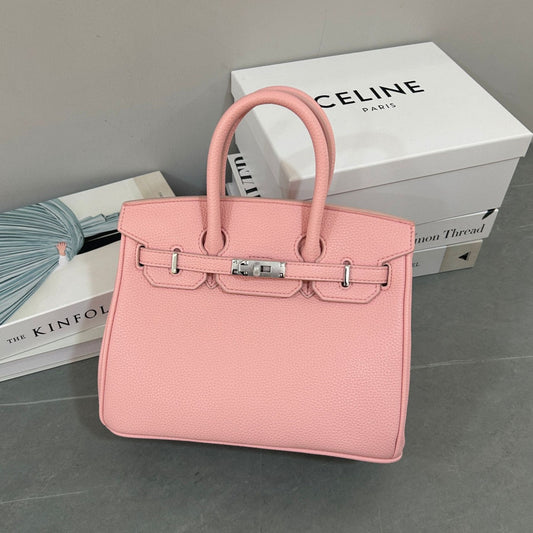 Structured Leather-Style Top Handle Handbag