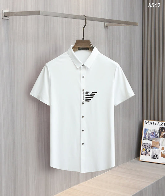 Men's Short Sleeve Logo Button-Up Shirt