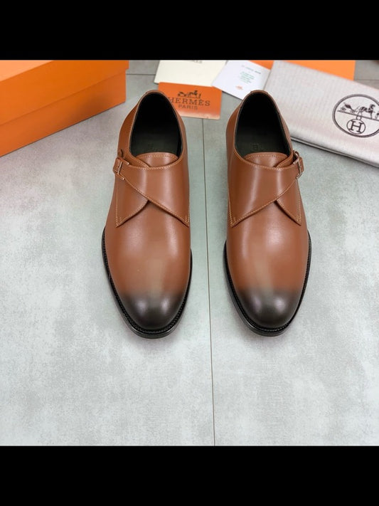 Men's Cross-Strap Leather Monk Shoes