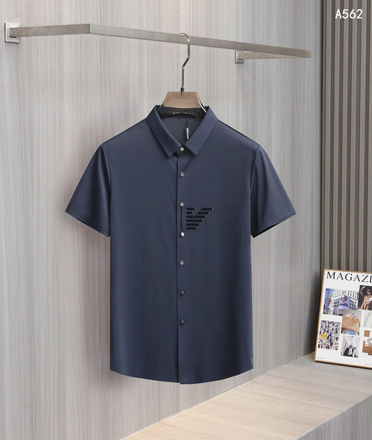 Men's Short Sleeve Logo Button-Up Shirt