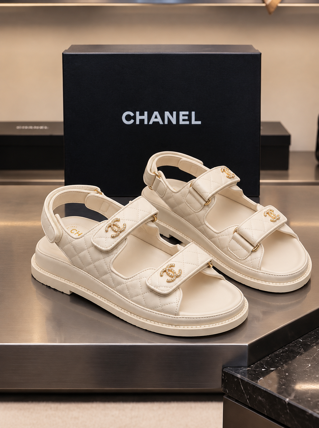 Quilted Luxe Double-Strap Sandals