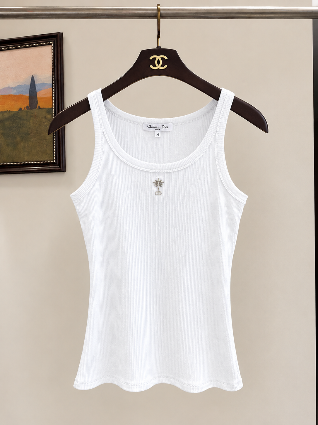 Ribbed Embroidered Logo Tank Top