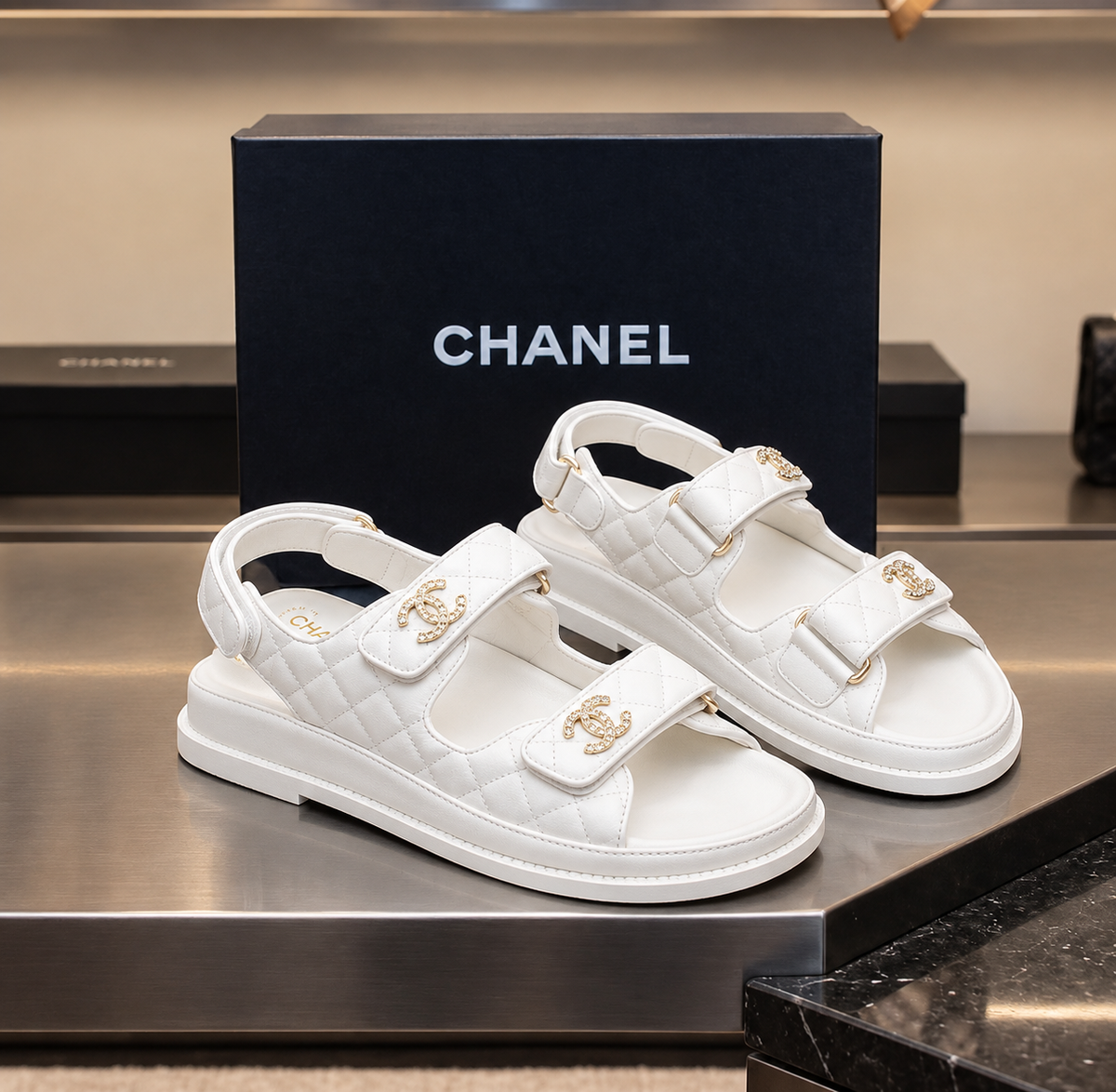 Quilted Luxe Double-Strap Sandals