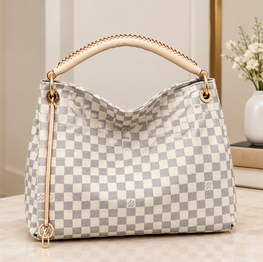 Luxe Checkered Hobo Handbag
