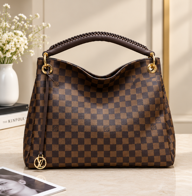 Luxe Checkered Hobo Handbag