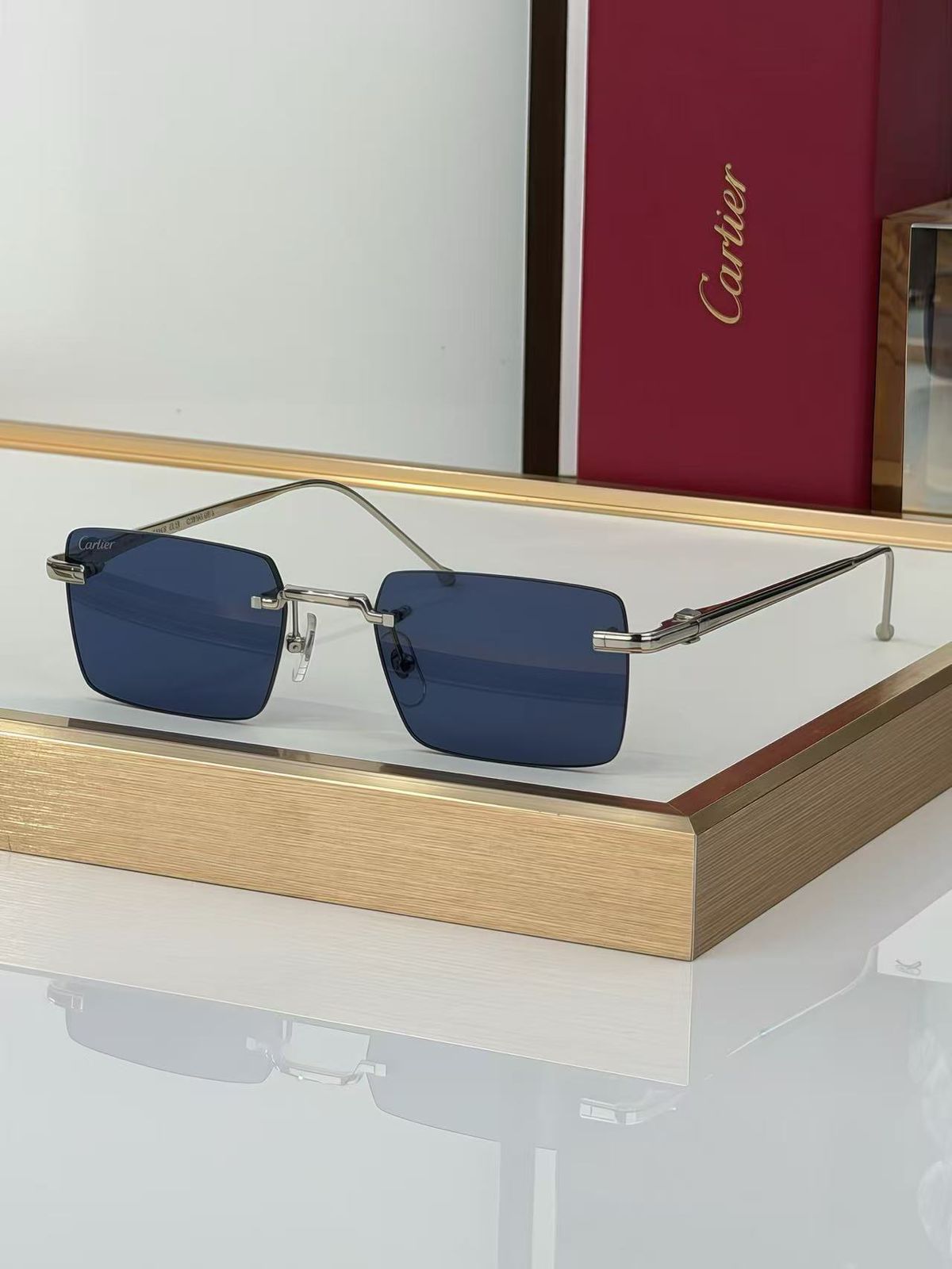 Luxury Rectangular Rimless Sunglasses