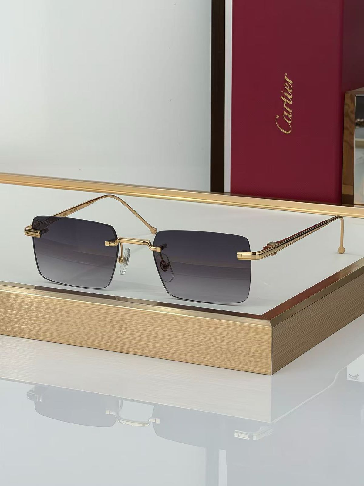 Luxury Rectangular Rimless Sunglasses