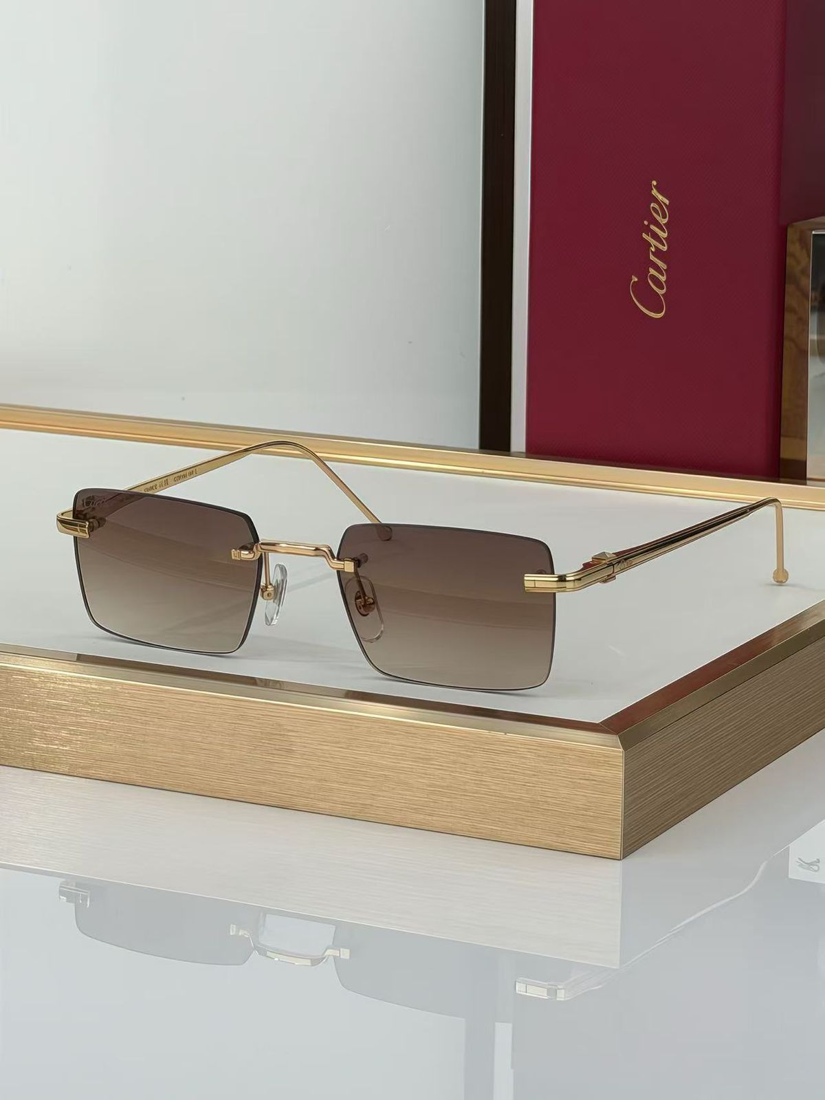 Luxury Rectangular Rimless Sunglasses