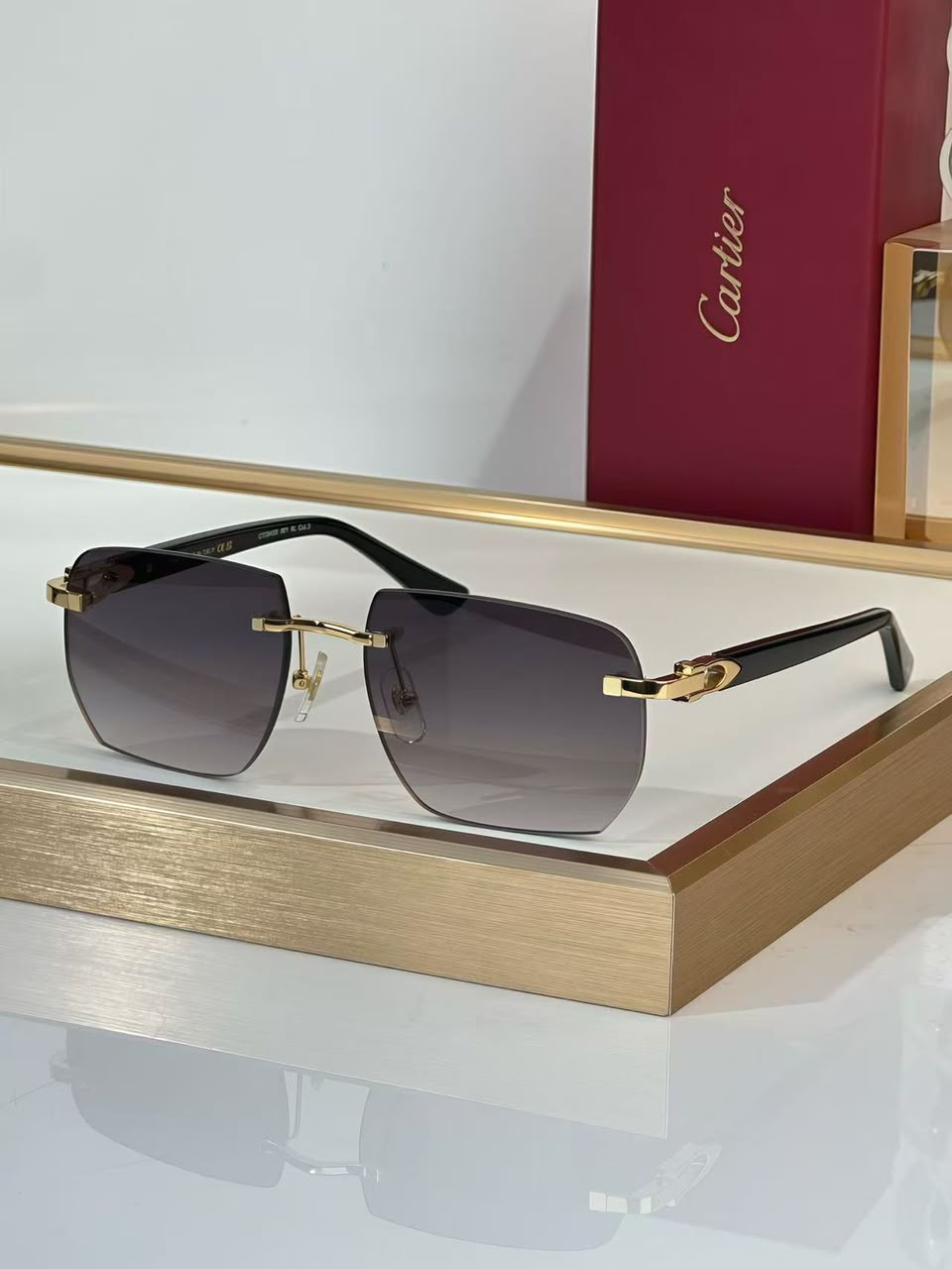 Luxury Rectangular Rimless Sunglasses