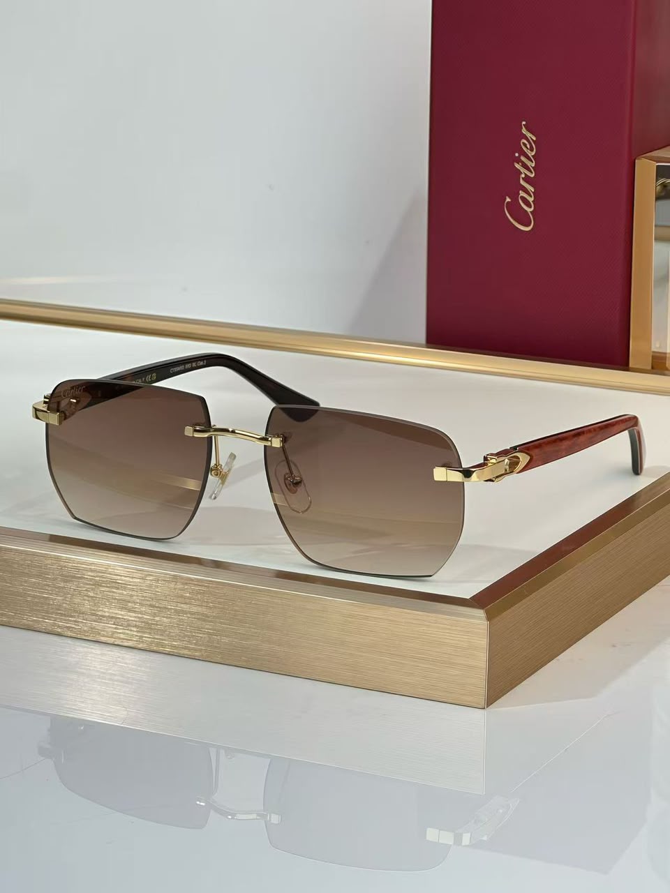 Luxury Rectangular Rimless Sunglasses