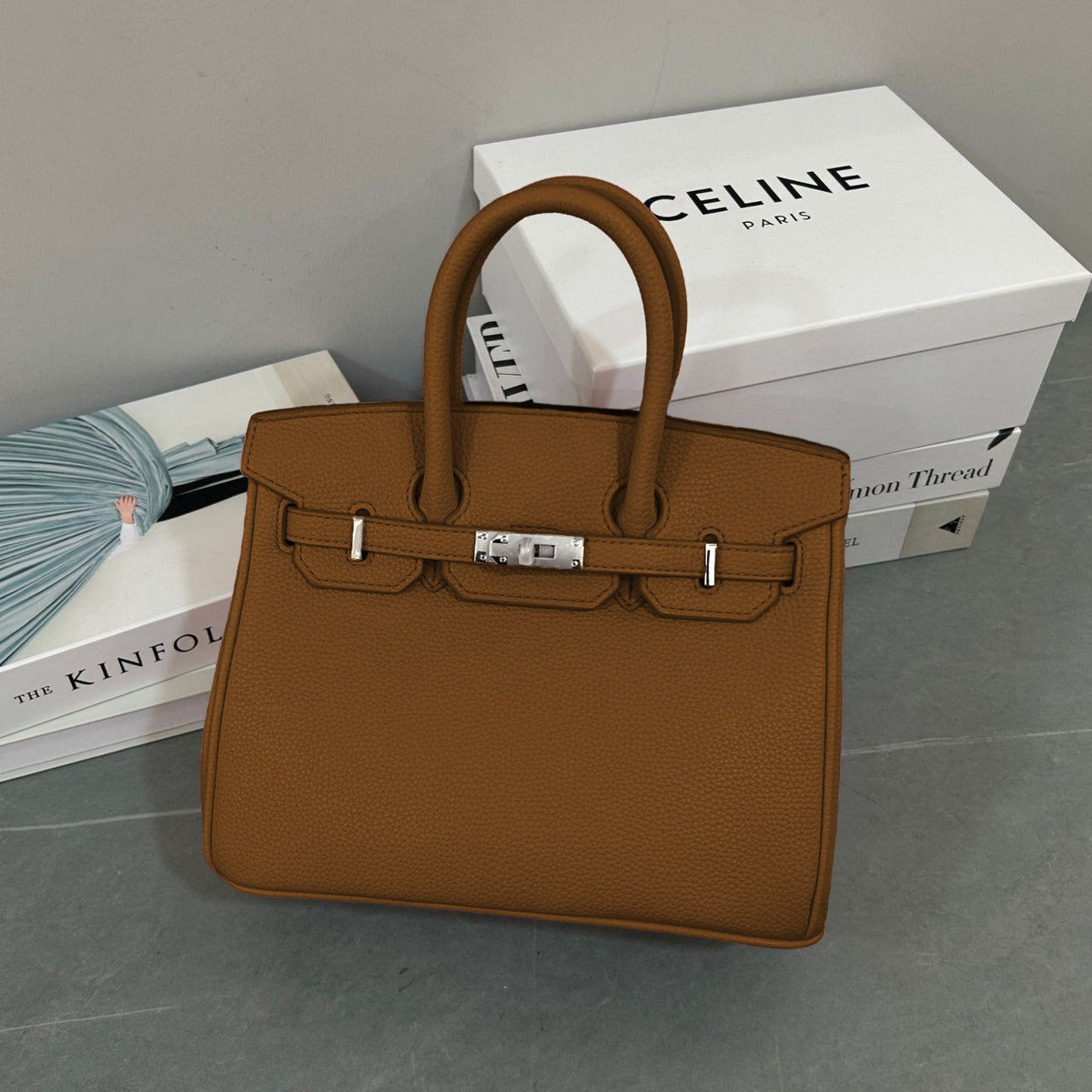 Structured Leather-Style Top Handle Handbag