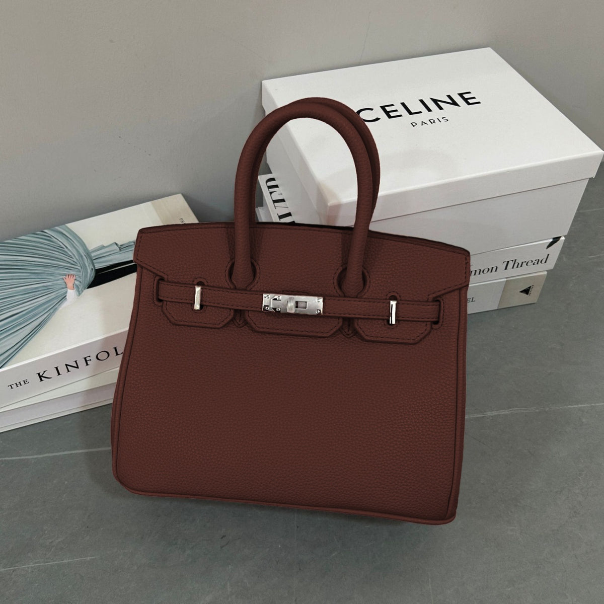 Structured Leather-Style Top Handle Handbag