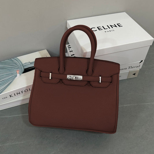 Structured Leather-Style Top Handle Handbag