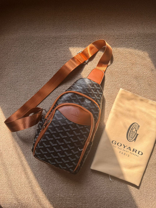 Goyard-Style Goyardine Crossbody Sling Bag